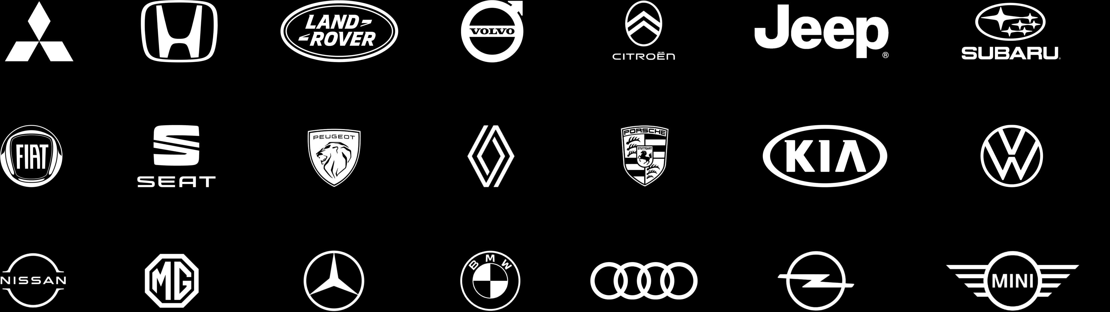 Logos de quelques marques de véhicule prises en charge par le garage Le Loup Blanc - Garage automobile