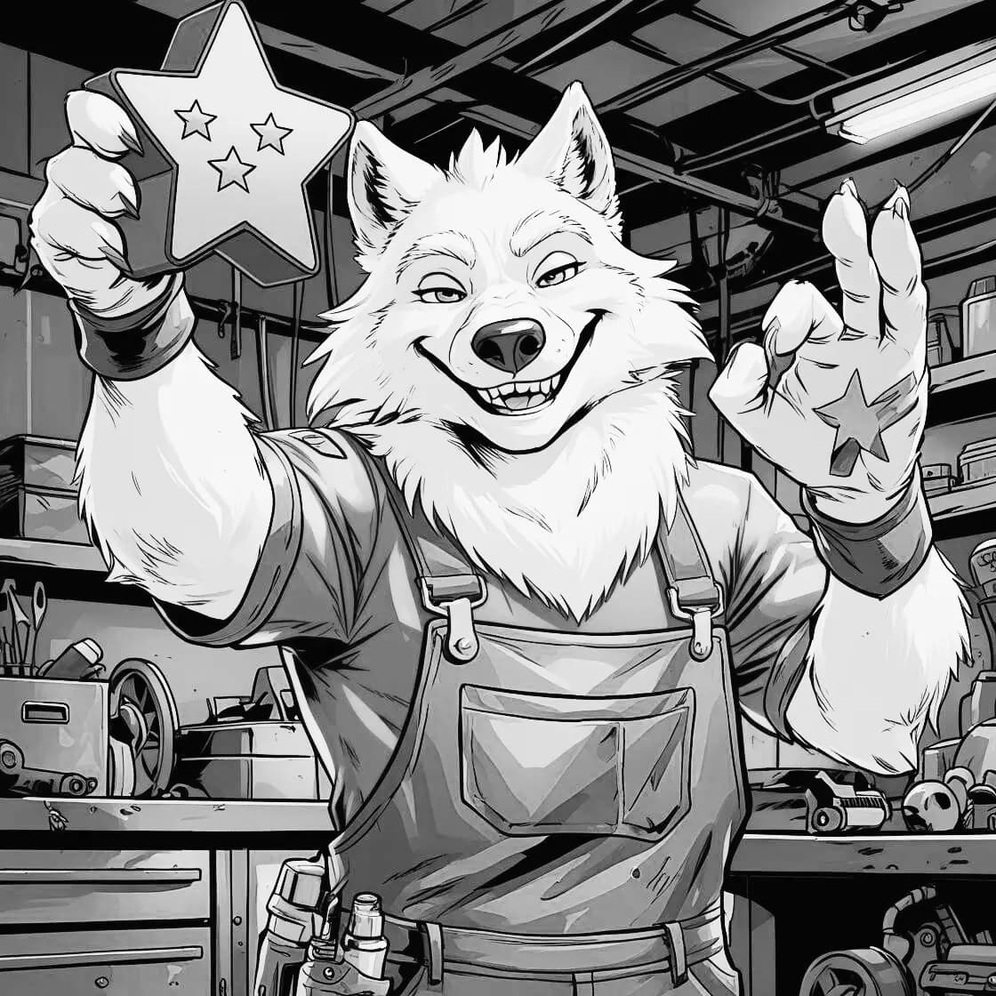 Image de représentation d'un loup blanc mécano