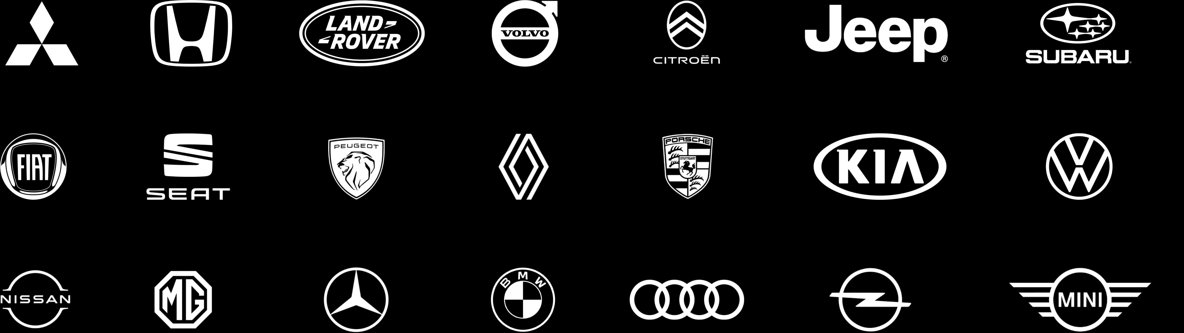 Logos de quelques marques de véhicule prises en charge par le garage Le Loup Blanc - Garage automobile